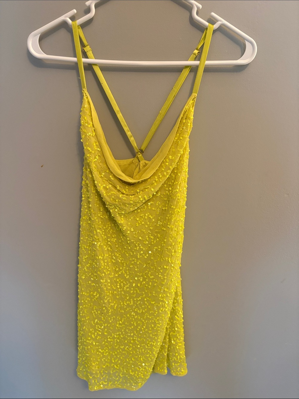 Show me your mumu yellow sequin cross back dress
